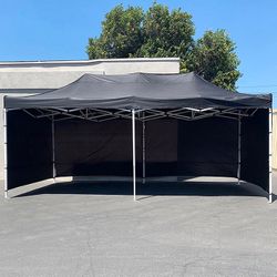 (NEW) $225 Heavy-Duty Black 10x20 FT Canopy with (4 Sidewalls) Ez Pop Up Outdoor Party Tent w/ Carry Bag