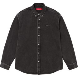 Supreme Black Denim Button-Up Shirt Large