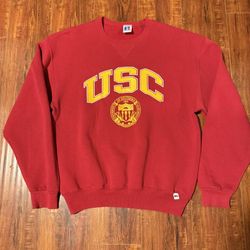 Vintage Russel Athletics USC Women’s Sweatshirt Sz Medium Red Preowned Read Info  