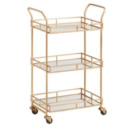 Brass and Mirror 3 Tier Bar Cart