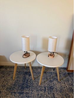Mid century Modern Side tables and Lamps with adjustable lighting