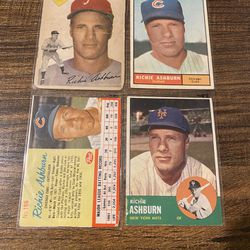 4 Topps Richie Ashburn Vintage Baseball Cards 1954 To 1963 HOF HBV $165