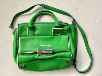 Preowned Michael Kors Leather Audrey Satchel Shoulder Handbag Palm Green Removable Strap