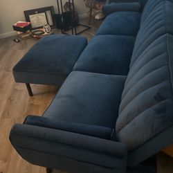 Blue Velvet Futon Couch