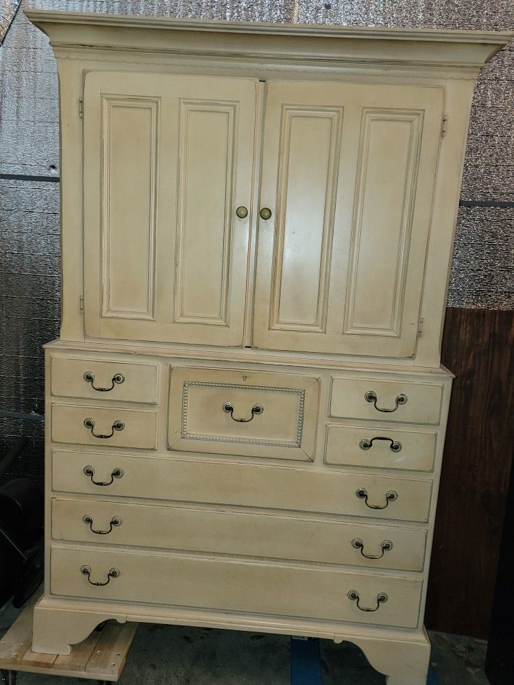 Solid Wood Armoire Shelf Cabinet With Dresser Drawers