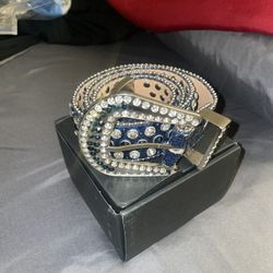Blue and Silver Rhinestone Belt