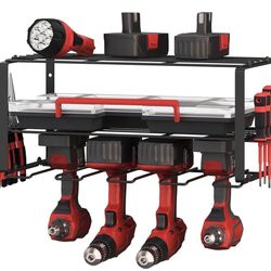 Power Tool Organizer Three Tier Hanging Garage Shelving Unit Wall Mount Storage For Tools