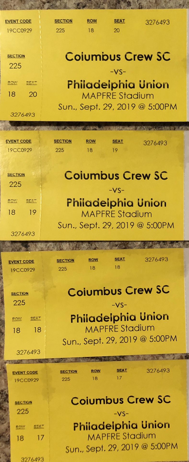 4 tickets to Columbus crew game