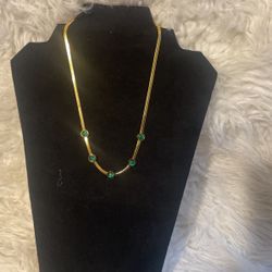 18Karats Gold Filled Emerald Stone Necklace 