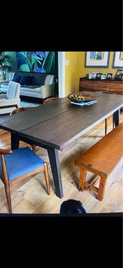 Large oak dining room table and 4 chairs