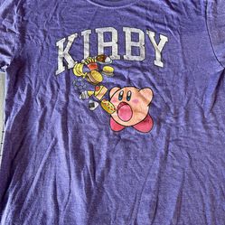 Nintendo "Snack Time" Kirby graphic t-shirt in a purple heather color,
