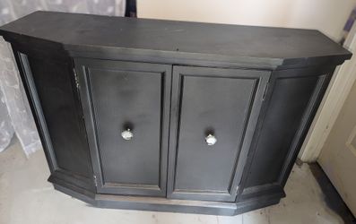 Cabinet Dresser With Shelves 2 Doors In Pewter+Dark Grey 