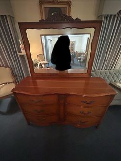 Wood Dresser and Mirror
