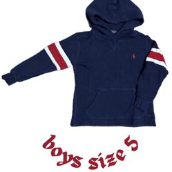  Boys Size 5 Thick Waffle Long Sleeve With Hood