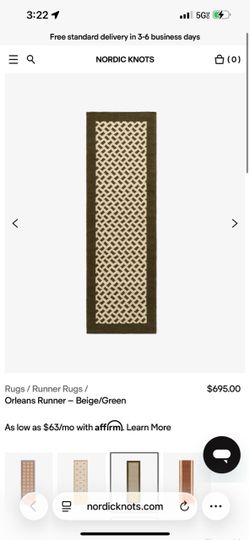 Brand new Nordic knots rug runner 2.5x16”