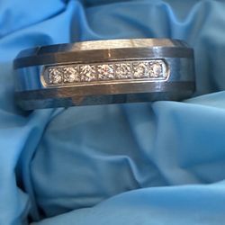 Tungsten Stainless Steel Diamond Ring.