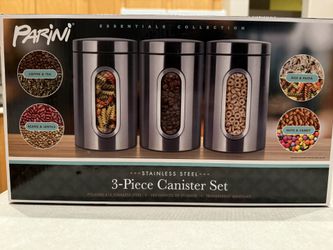 3 Piece Stainless Steel Canister Set New/Sealed