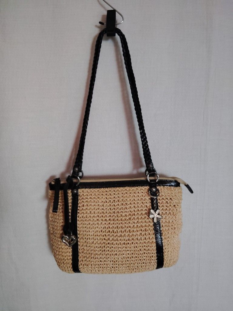 Brighton Raffia Straw Double Leather Handles Handbag/Shoulder Bag Medium