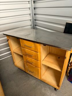 Rolling Kitchen Island with Stainless Steel Top