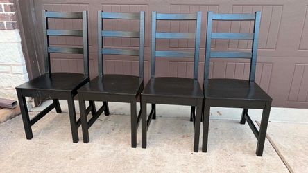 Set of 4 Black Wood Dining Chairs