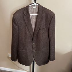 Solid Brown Wool Blazer Size 44 Regular