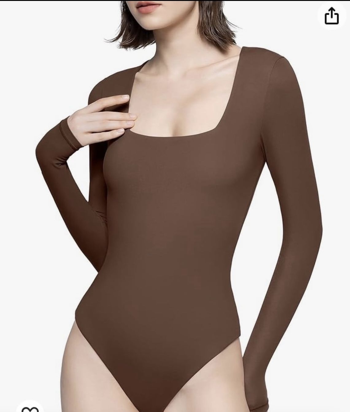 Women Brown Bodysuit Leotard Long Sleeve Size Large . (T)