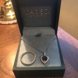 Emerald With Diamonds On A Silver Chain. 14k Sz6 Ring