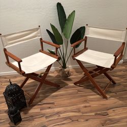 Set Of 2 "18" Director's Chair Honey Oak Frame-Tan Canvas"