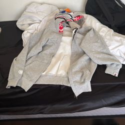 Grey Bape Double Hoodie