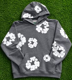 Denim Tears Cotten Wreath Hoodie Grey  MEDIUM