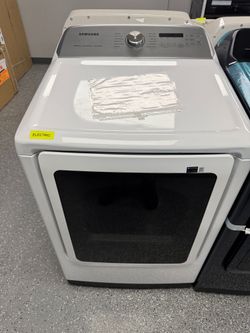 White Samsung Electric Dryer 7.4 Cu Ft Units are new open box scratch and dent