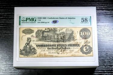 US civil war era money - $100 note PMG AU58 - cash &local pickup at angleton no trade