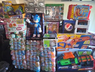 New Toy Nerf, carebear Pepsi, hotwheels, Legos, drone, Minecraft marvel