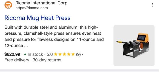 Ricoma mug heat press negotiable pricing can always be discussed