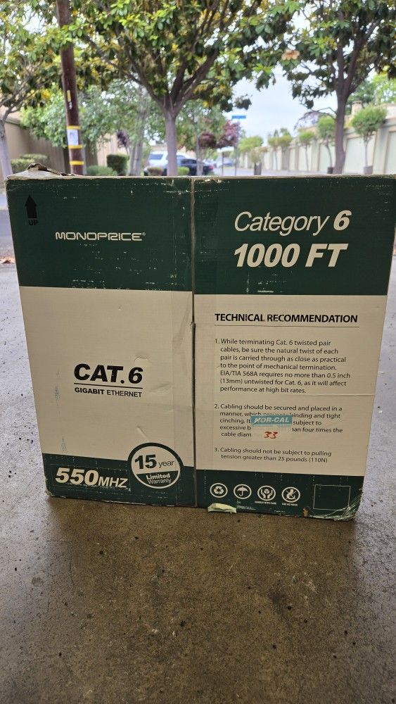 Unopened NIB Monoprice Cat6 Cable - Green