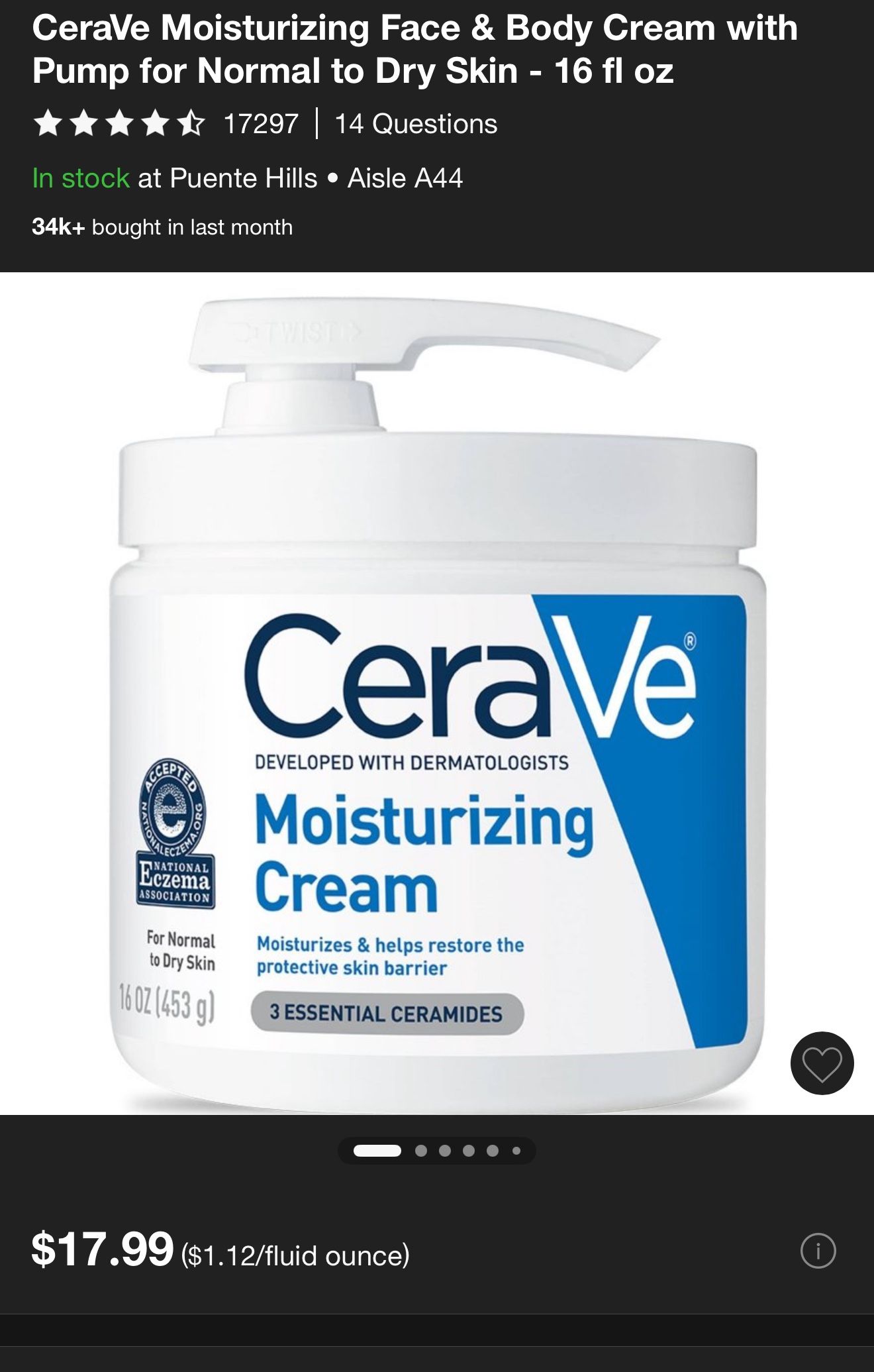 CERAVE (16 oz) moisturizing cream