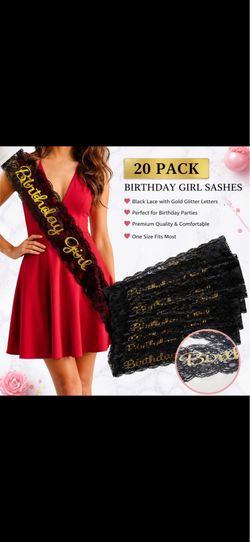 20 Birthday Girl Lace Sashes - New