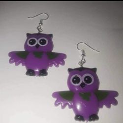 Dracula Owls Fish Hook Earrings Handmade 