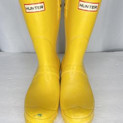 Hunter Original Tall Yellow Rubber Rain Boots Women's Sz 7M/8F EU 39