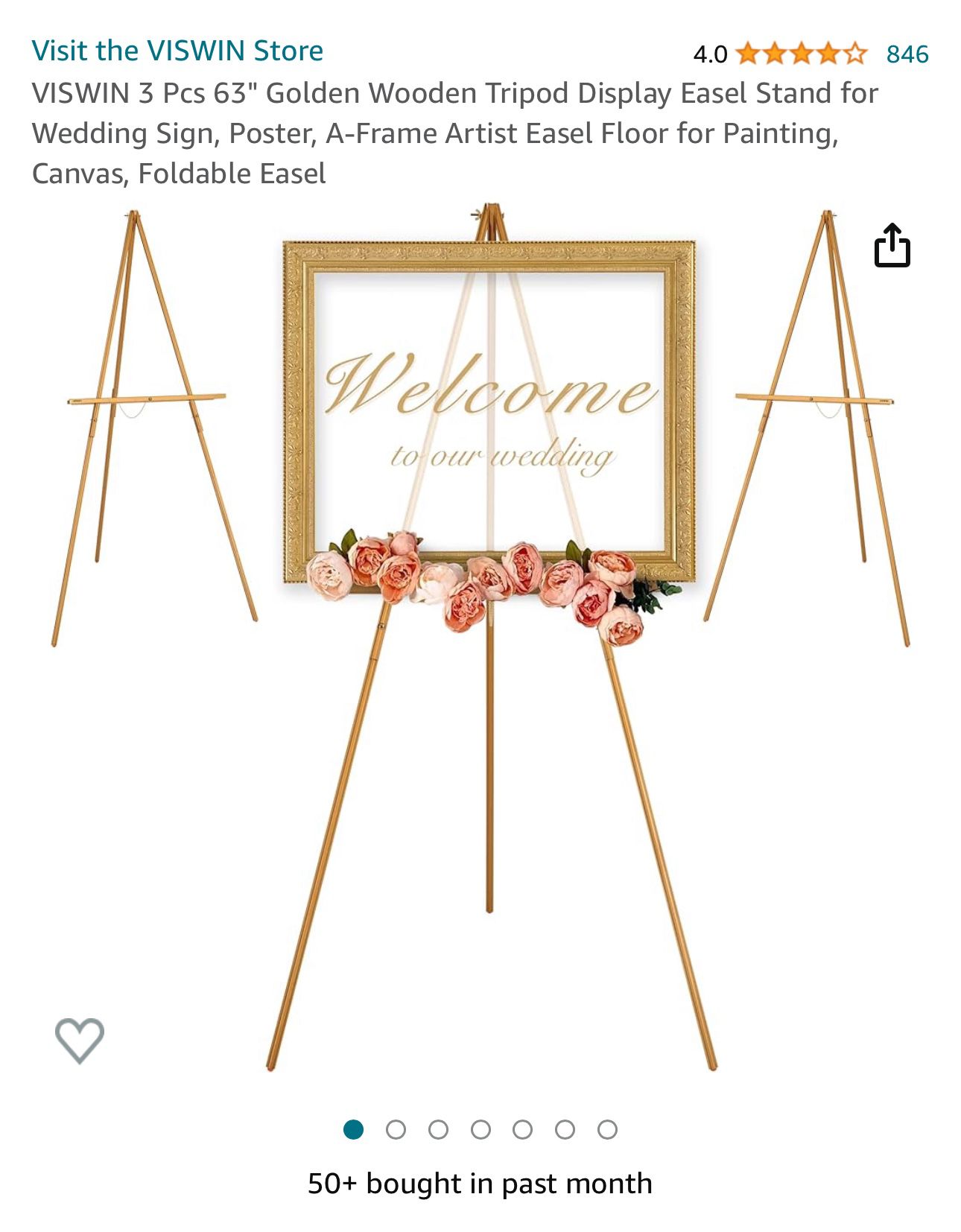 Tripod Easel in GOLD  63” Stand Wedding|Birthday Stand Sign 