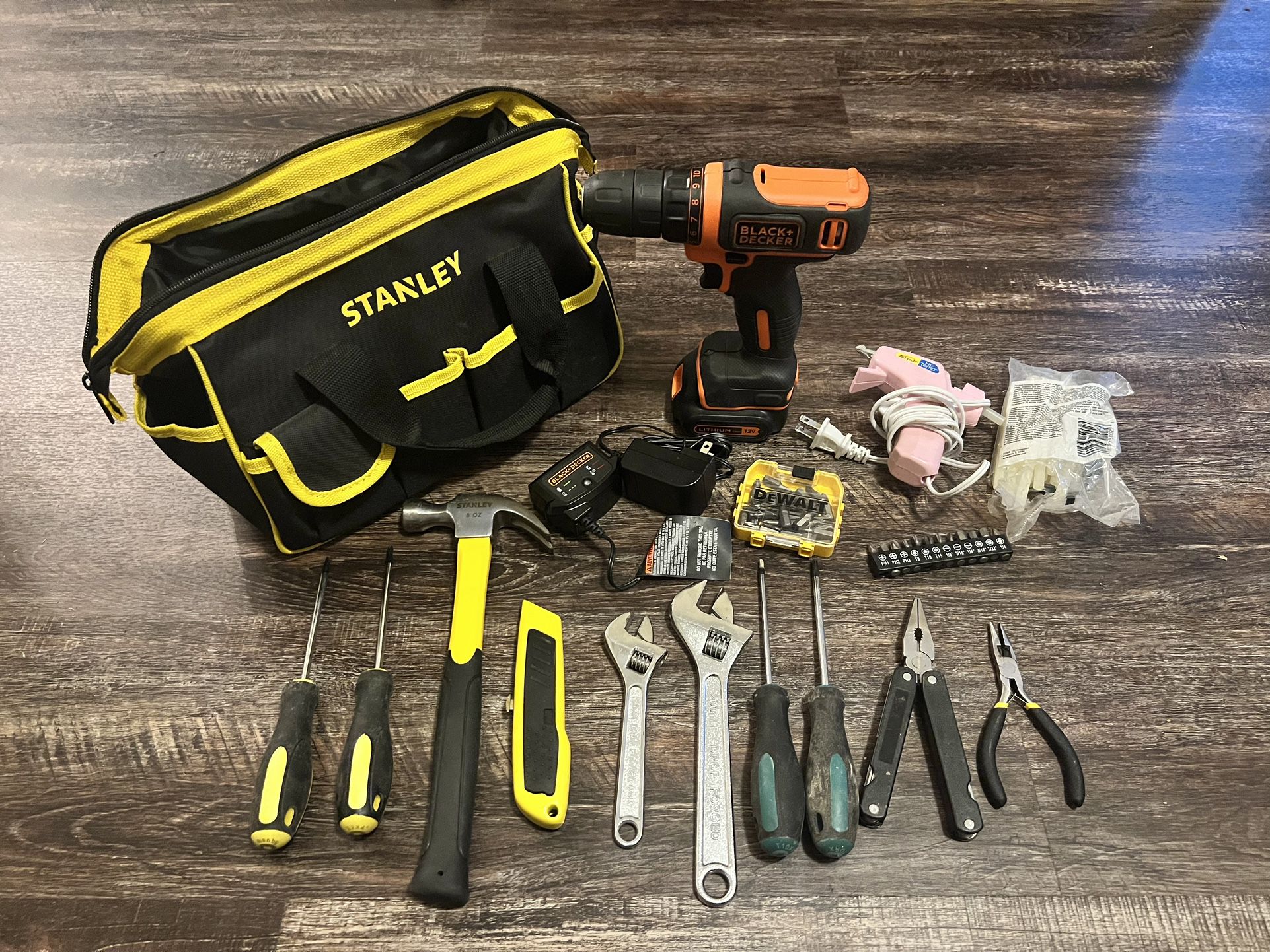 Black and Decker Drill + Assorted Tools