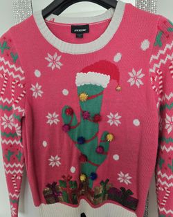 Suéter Navideño Rosa Medida Grande 