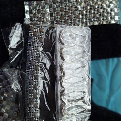 Bathroom Shower Curtain & Bath Rugs  - Black & Silver