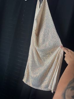 Iridescent Sequin Halter Dress