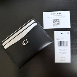 NEW Coach Black Leather Essential Card Case