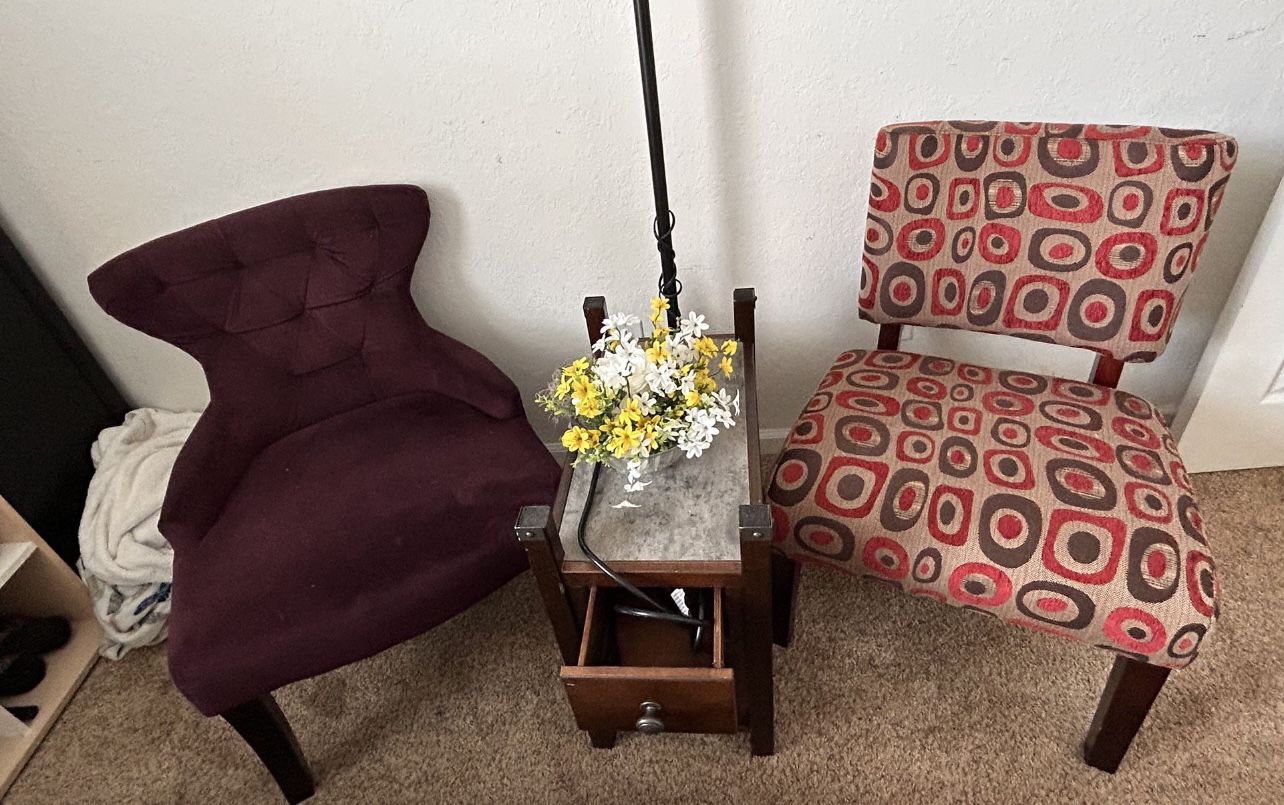 Chairs And Table $50 🍀‼️🍀 Living Room Furniture Office Furniture And Decoration Chair Decorative Chair Accent Chair Red Side Table Table