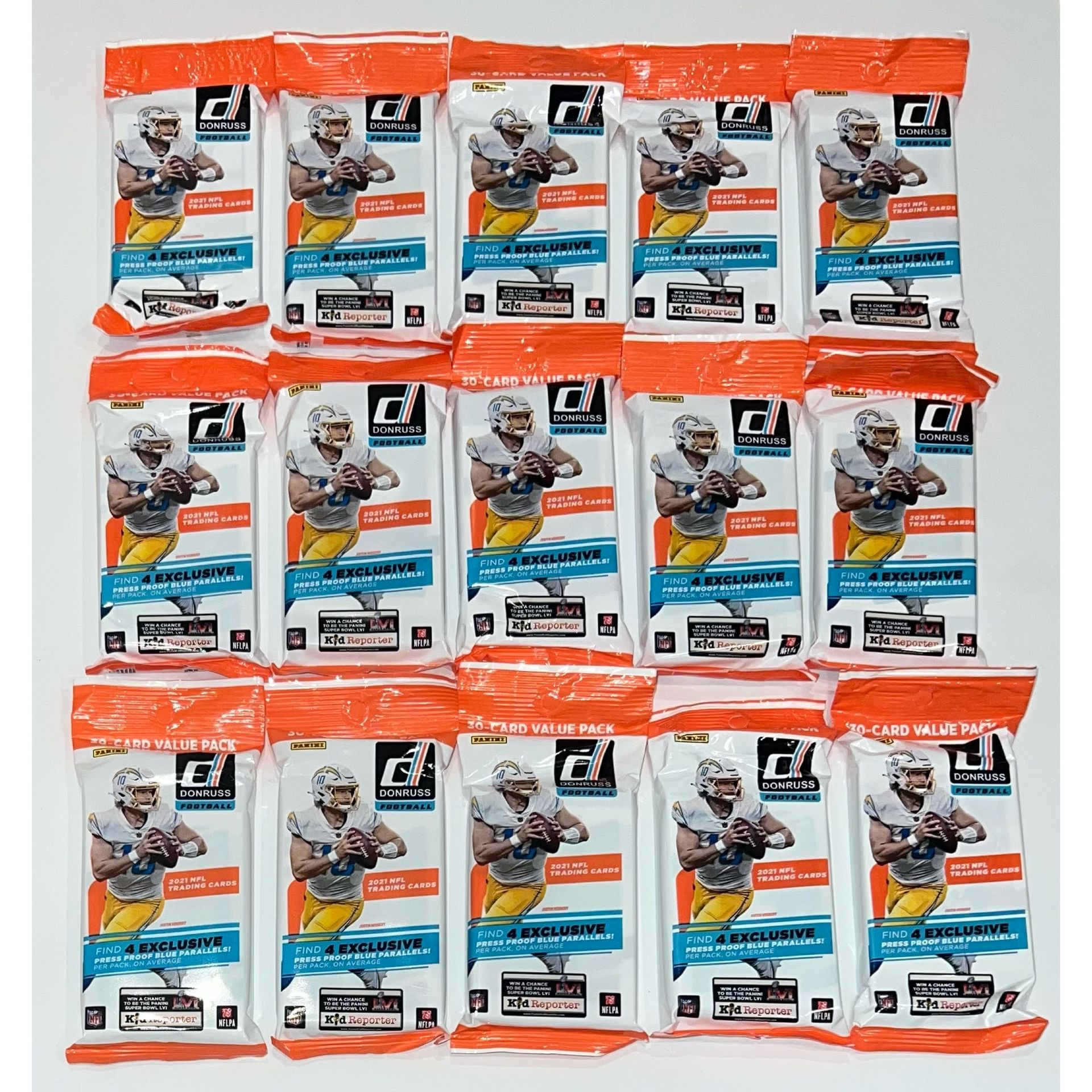 2021 Panini Donruss Football Value Packs NFL Cards Fat Pack Cello Pack Ja’Marr Chase RC ? Trevor Lawerence RC ? Christmas Present Xmas Gift