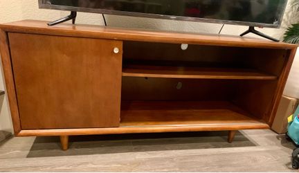 54” Mid-Century Modern TV Stand with Storage and Sliding Door