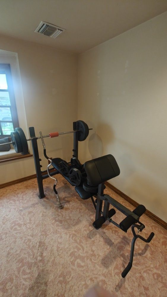 Home Gym Accessories Table, Weight Plates And...