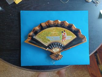 Japanese Chokin Art 24KT Gold Fan Dish